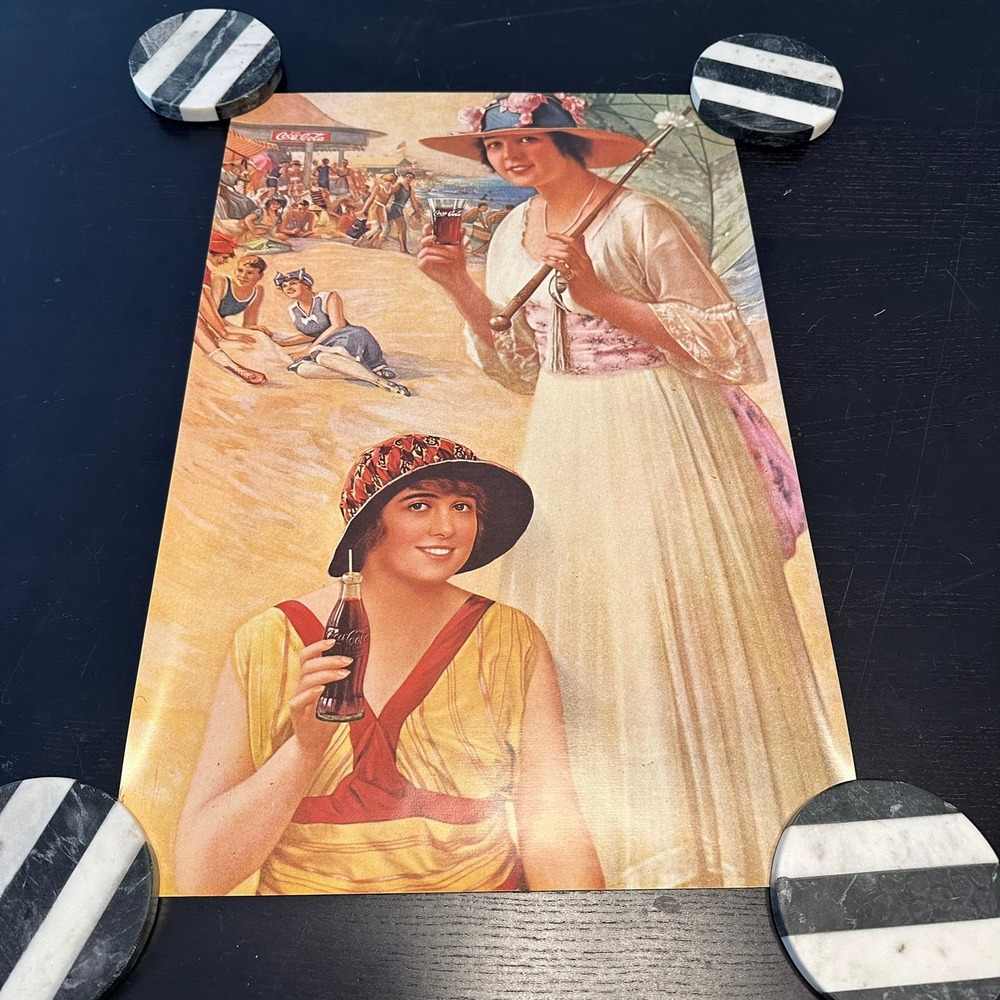 Vintage Coca Cola Beach Scene Poster Print 1920s Style Advertising 20x13.5